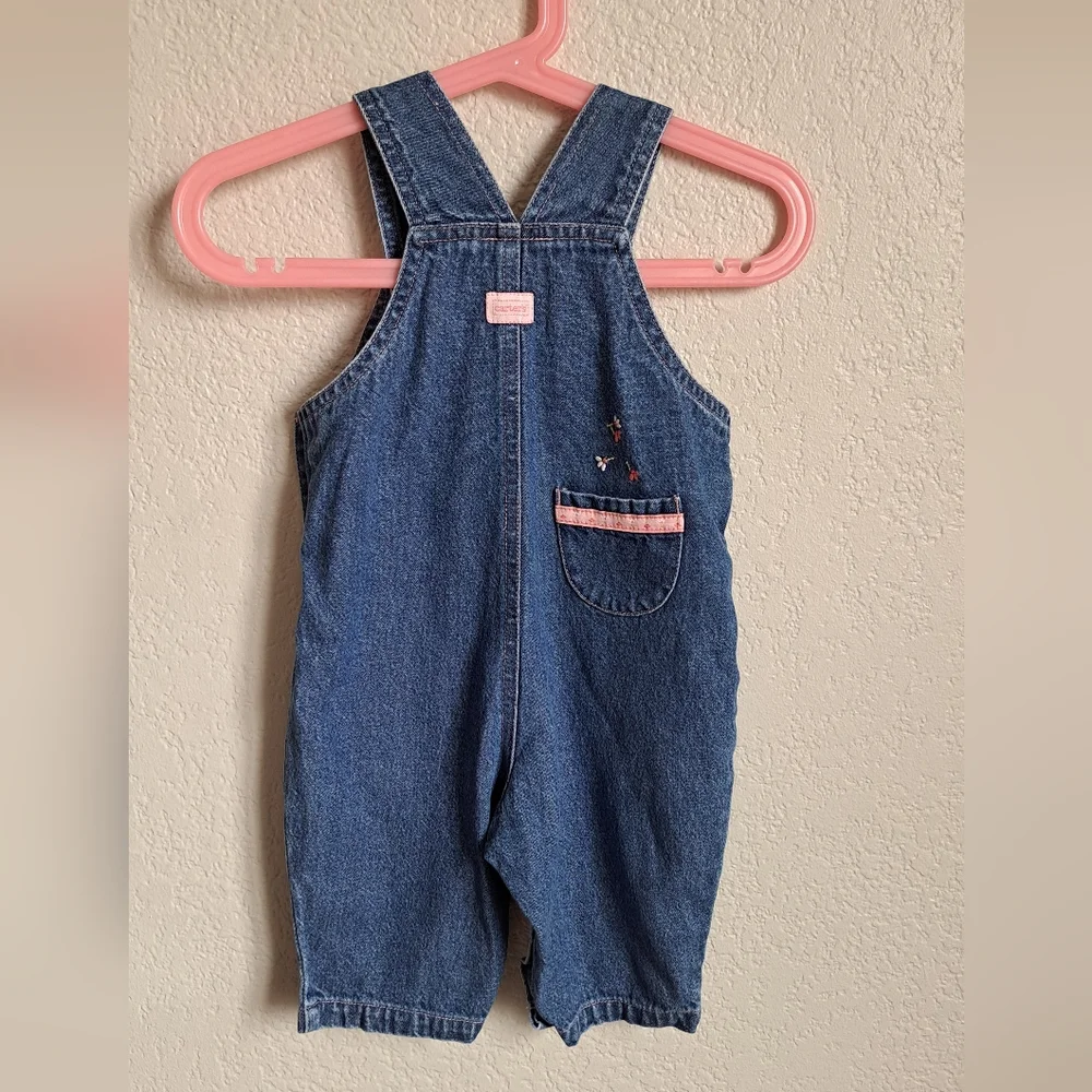 Vintage Carter's Girls Easter Spring Bunny Embroidered Overalls Size 3 Months